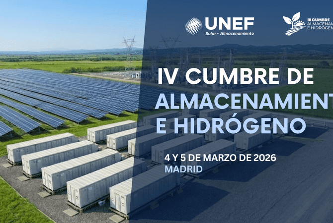 La Cumbre de Almacenamiento e Hidrógeno de UNEF se celebrará los días 4 y 5 de marzo